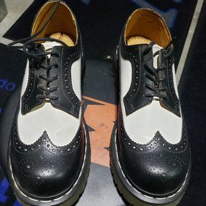 US Mens Size 9 3989 Brogue White Leather wingtips